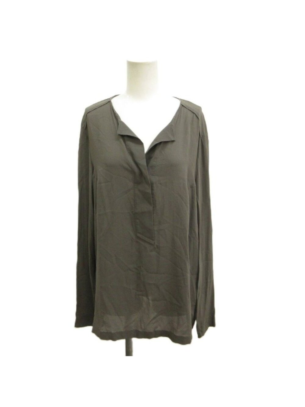 Brunello Cucinelli Skipper Blouse Top V-neck Long Sleeve Khaki XL
